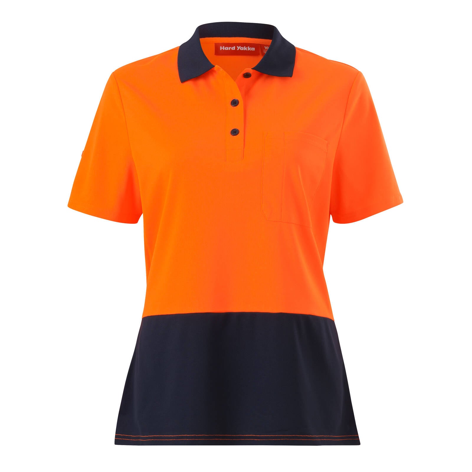 Hard Yakka Women's Orange/Navy Short Sleeve Hi Vis Polo Size 12