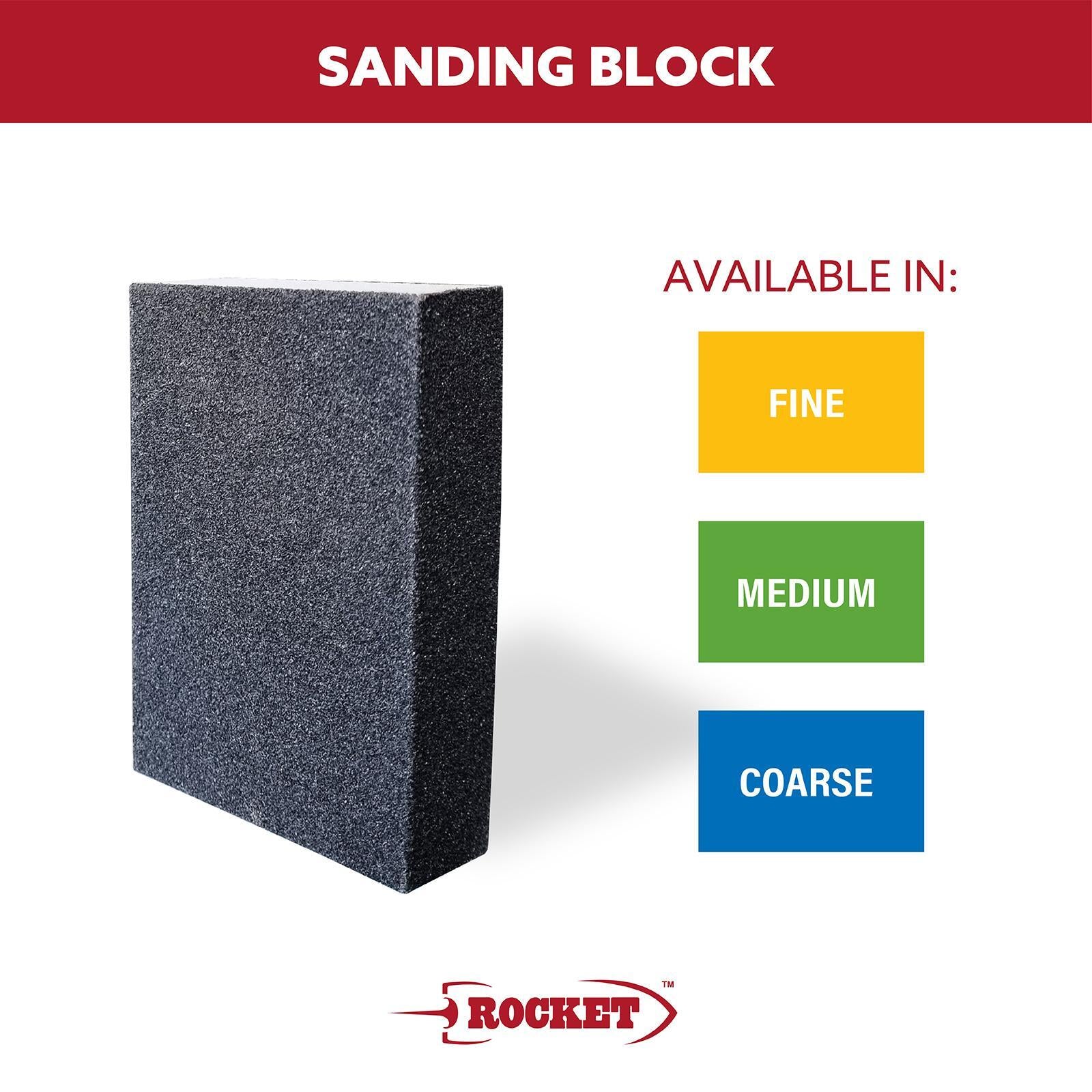 Rocket Coarse Sanding Sponge 100 x 70 x 25mm Black Flexible Sanding Block