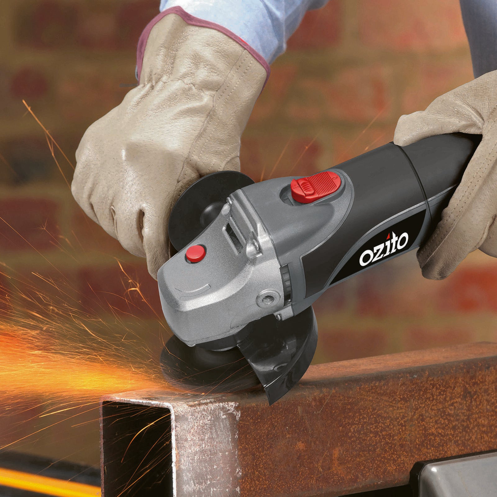 Ozito 100mm 850W Angle Grinder AGS-4050, 4 Inch, Side Handle, Spindle Lock, 12000 RPM