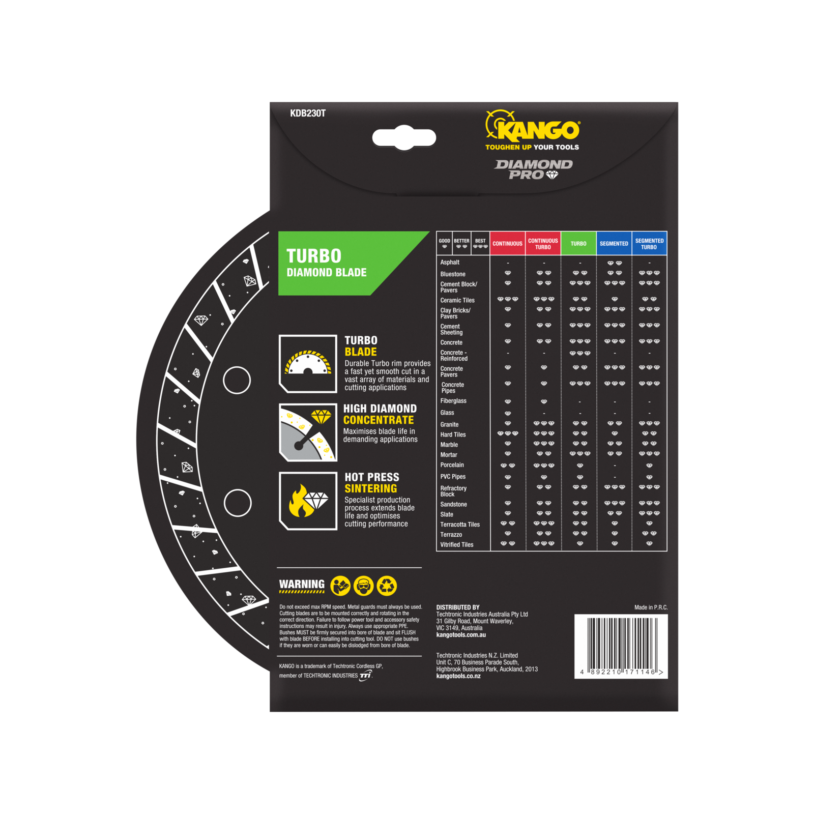 Kango 230mm Turbo Diamond Saw Blade for Angle Grinders