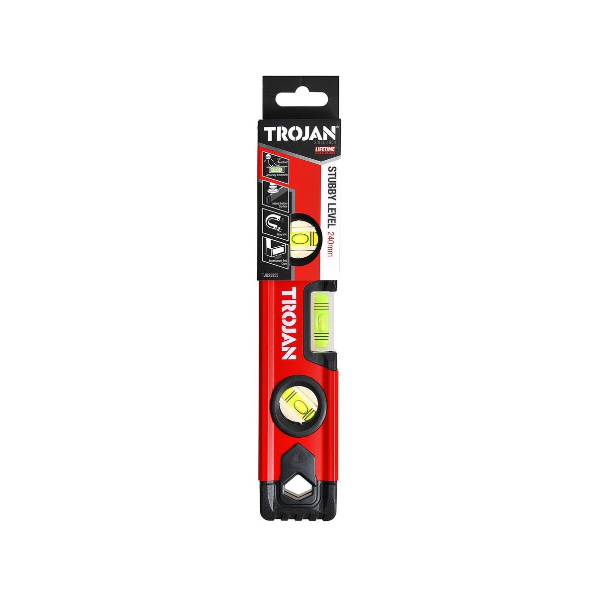Trojan 240mm Magnetic Stubby Level - Compact Aluminium Tool - Accurate Measurements - SuperSaverAU - view 1