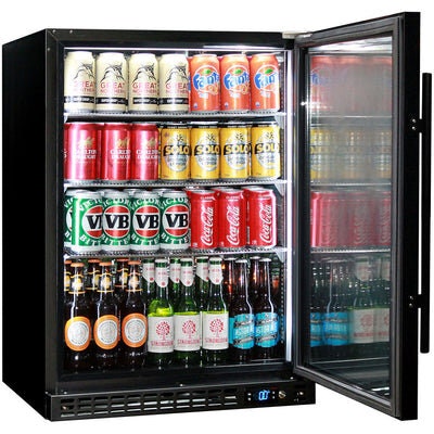 Schmick 164L Under Bench Heated Glass Door Bar Fridge - Matte Black, Lockable, 7 Star - SK156R-B-HD