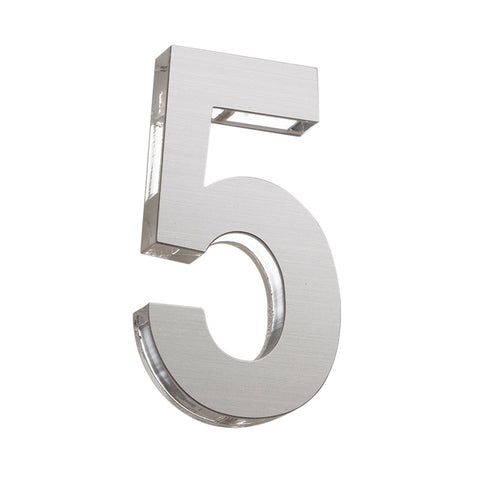 Sandleford Azure House Number 5 120mm Silver Stainless Steel & Acrylic, Weather Resistant