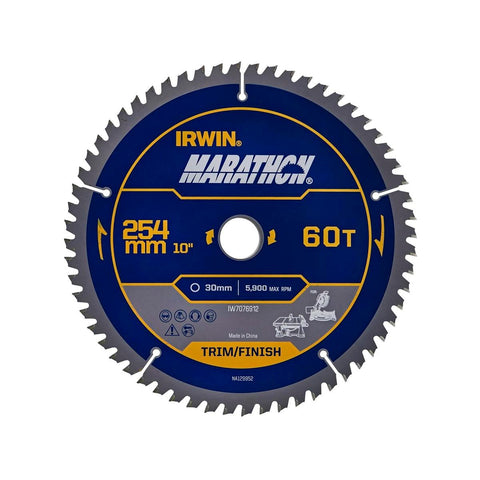 Irwin 254mm 60t Marathon Circular Saw Blade - Tungsten Carbide - Durable - SuperSaverAU - view 1