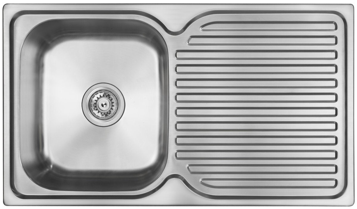 Abey Entry single bowl stainless steel topmount sink with right hand drainer - EN100L