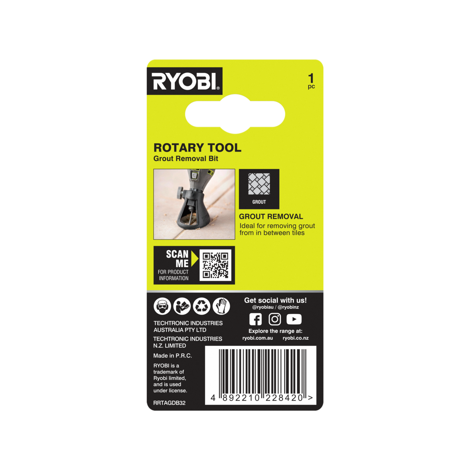 Ryobi 3.2mm Rotary Tool Grout Removal Bit