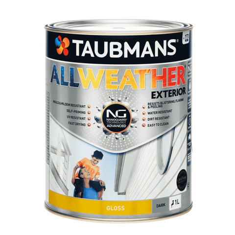 Taubmans 1L Dark Gloss All Weather Exterior Paint - Water Based Acrylic - Mould Resistant - SuperSaverAU - view 1
