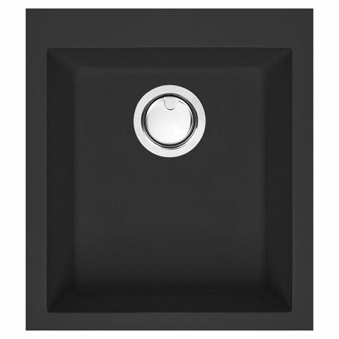 Artusi Granitek single bowl sink - Black, top or undermount, no drainer - AGS411B