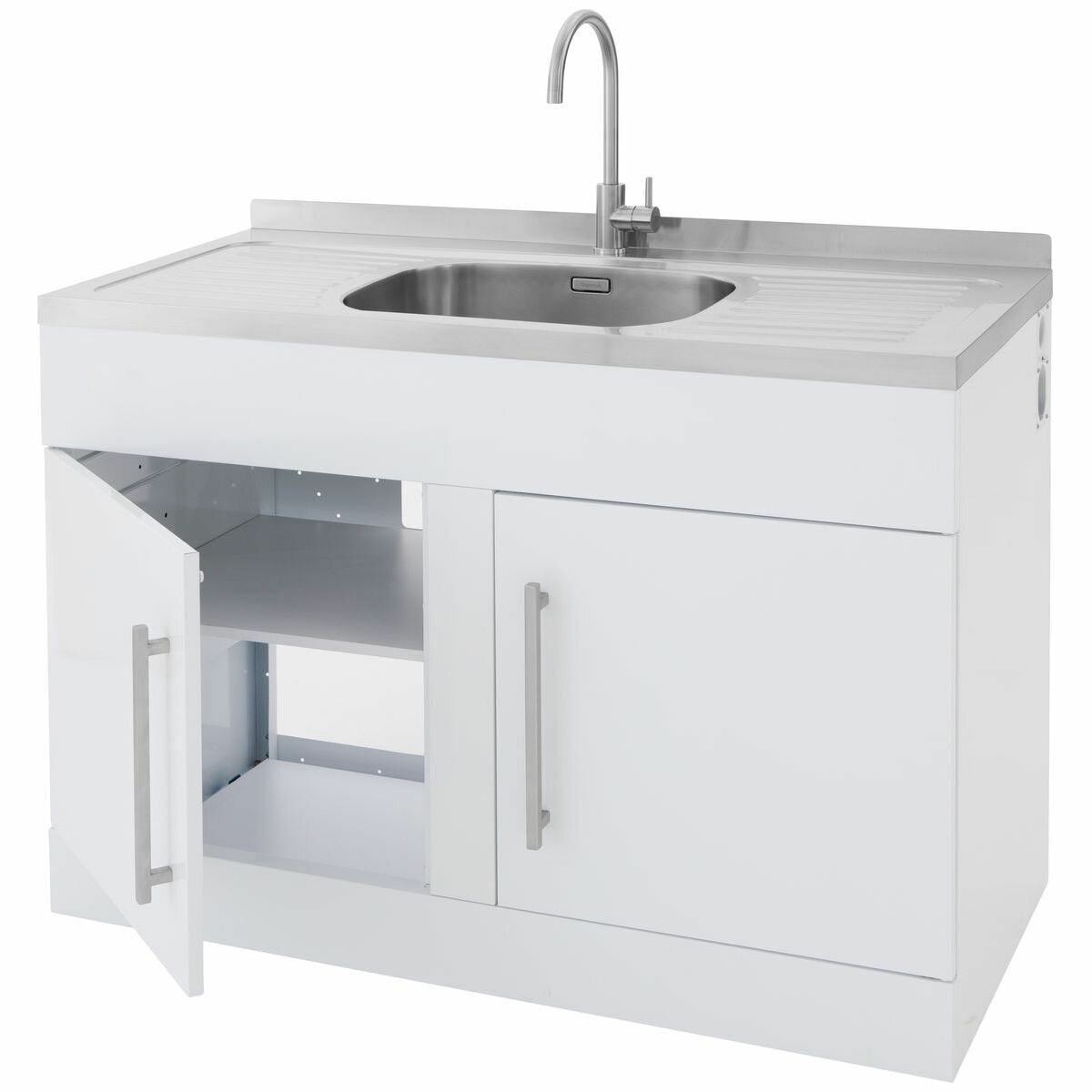 Robinhood laundry tub with cabinet - Double drainer, gooseneck spout, 5 star WELS rating - ST1200