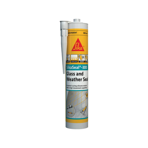 Sika 300ml Sikaseal 300 Glass and Weather Seal Silicone Sealant Transparent