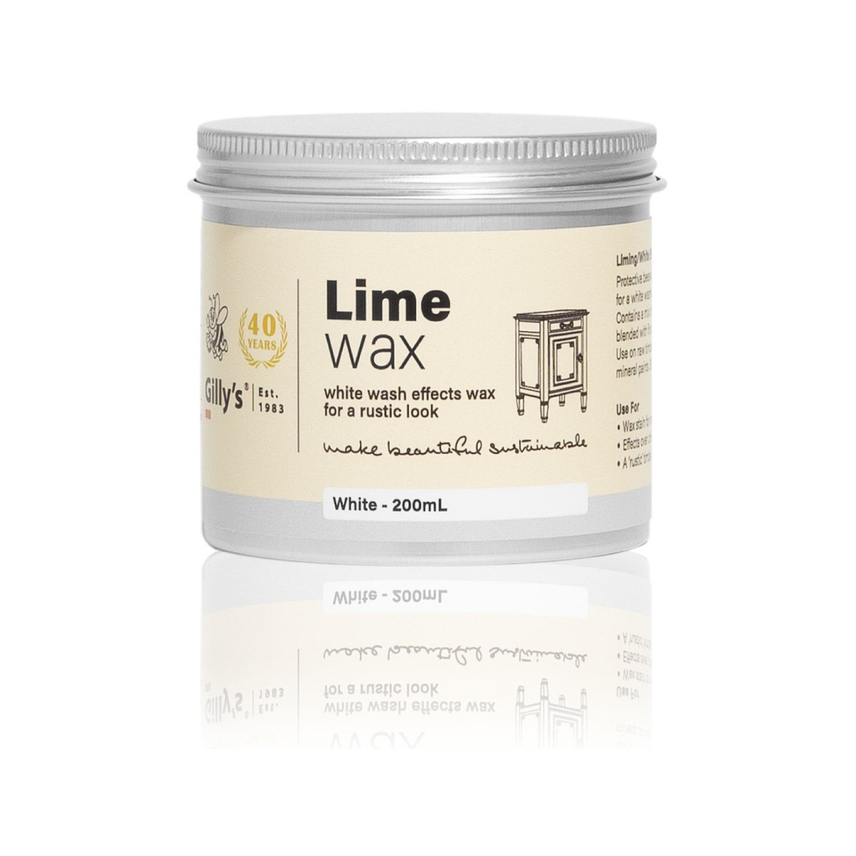 Gilly's 200ml Lime Wax White Effect for Raw Timber Interior
