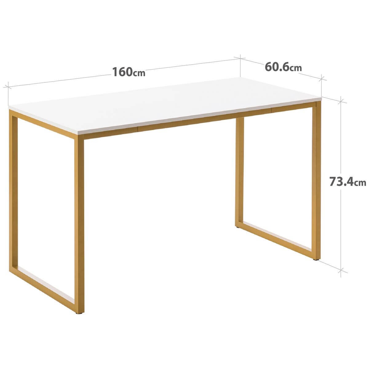 Zinus home office computer desk 160cm - gold frame, wide desktop, durable build - AU-UTDDT1ZC-63G
