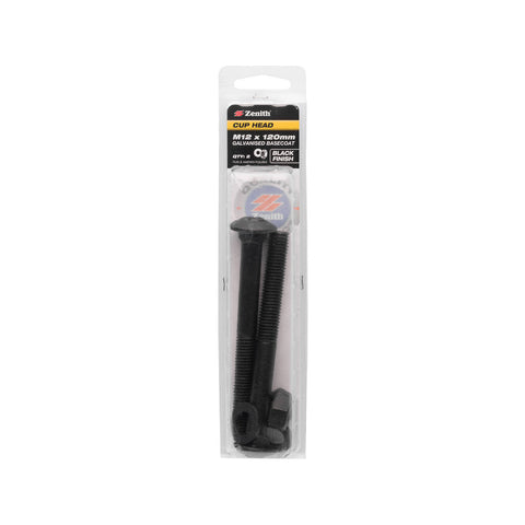Zenith M12 x 120mm Black Cup Head Bolt - 2 Pack
