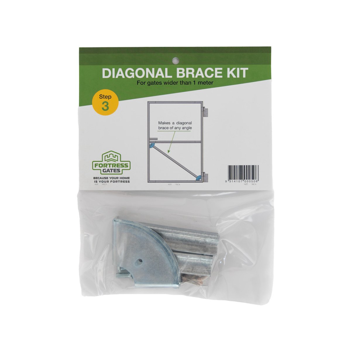 Fortress Gates Diagonal Brace Kit, Galvanised Steel, for Gates Over 1m Wide