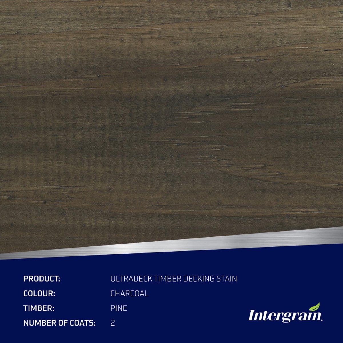 Intergrain NaturalStain 1L Charcoal Timber Stain - Water Based, UV Resistant Exterior Decking