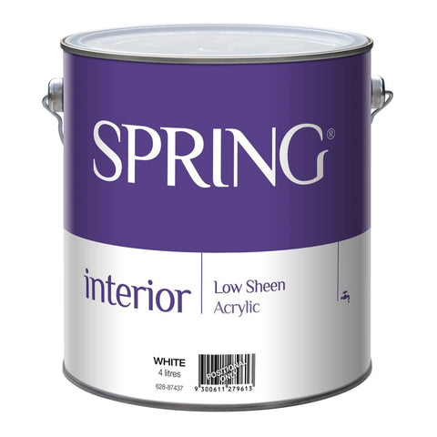 Spring Interior Low Sheen Paint 4L Acrylic Washable Quick Recoat - SuperSaverAU - view 1