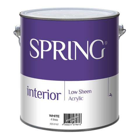 Spring Low Sheen Interior Acrylic Paint 4L White, Water Based, Washable