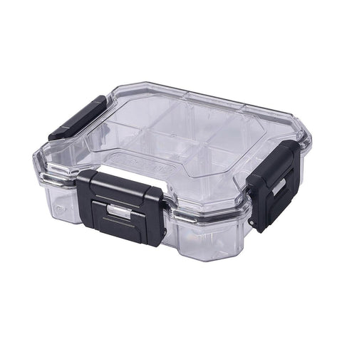 Tactix 6 Compartment Waterproof Storage Box Transparent Polycarbonate Stackable 18 x 16.5cm