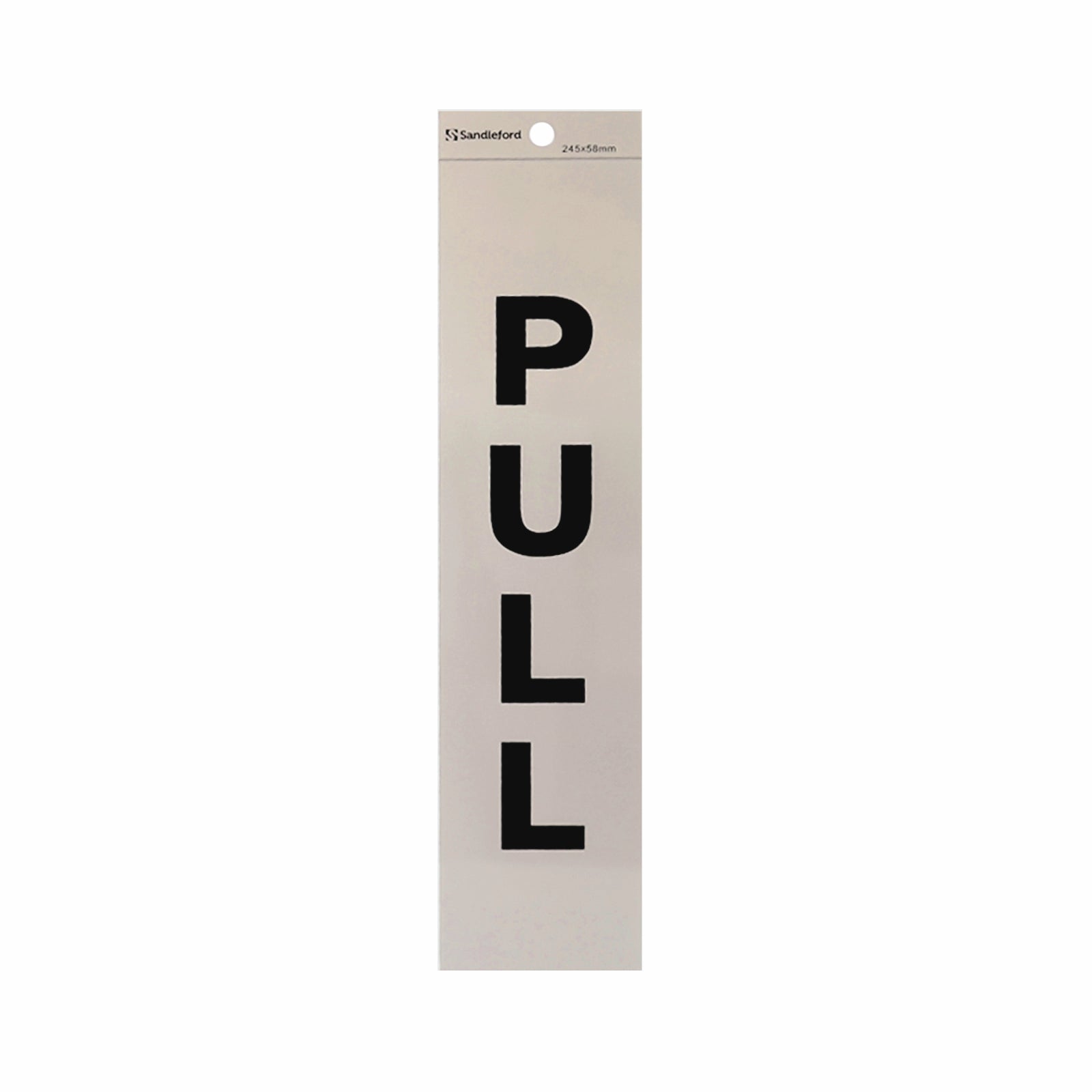 Sandleford 245 x 58mm Pull Self Adhesive Sign, Gloss Silver Weather Resistant Polycarbonate
