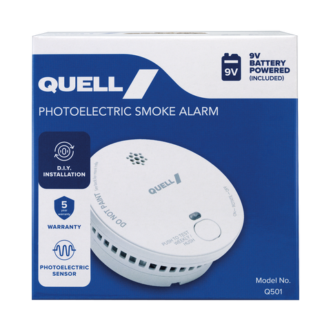 Quell Q501 9V Photoelectric Smoke Alarm Trade Box 140055
