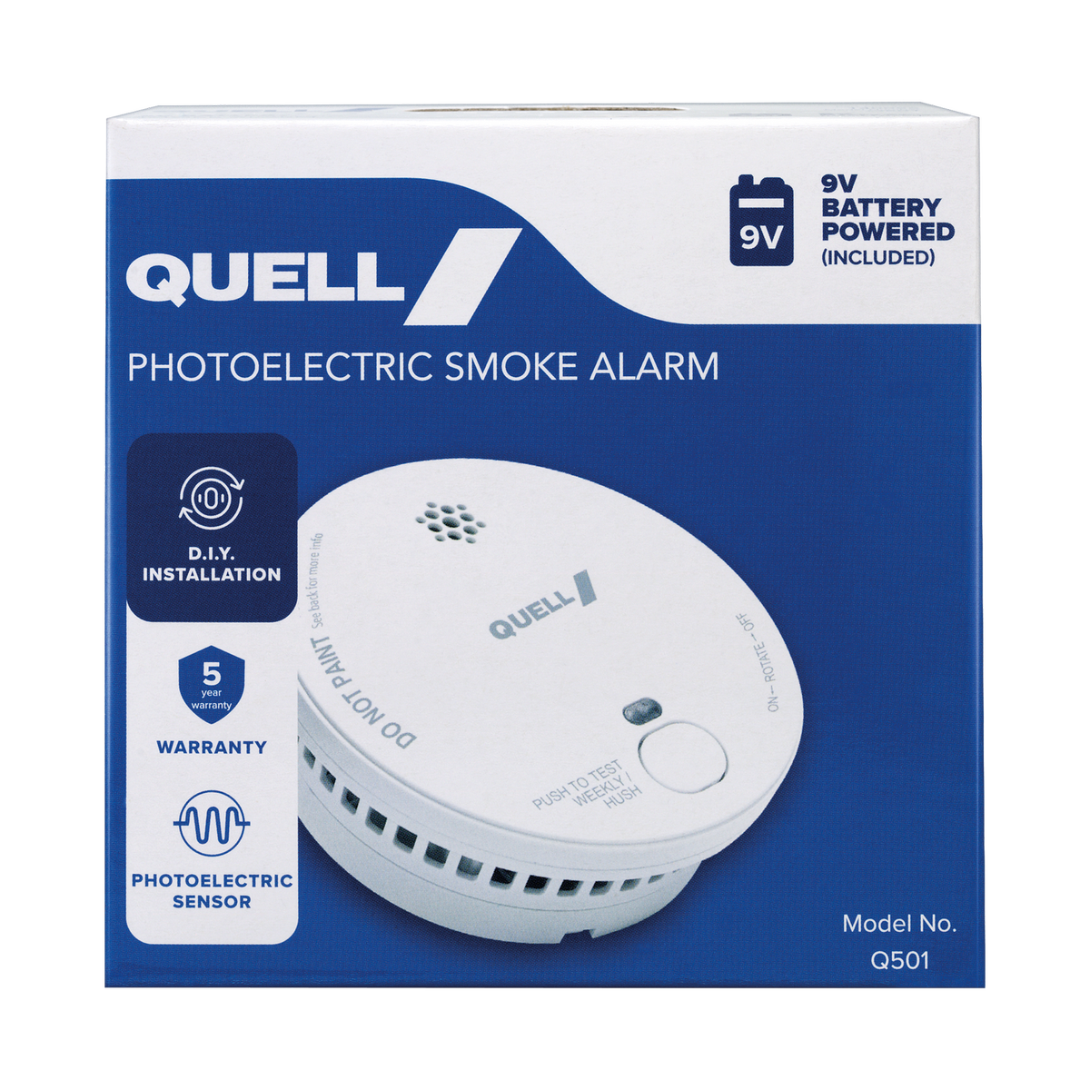 Quell Q501 Photoelectric Smoke Alarm - 9V - Trade Box - Easy Installation - Certified AS 3786 - SuperSaverAU - view 1