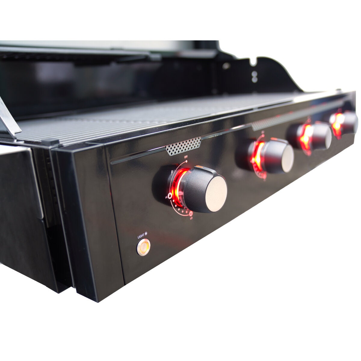 Artusi Halmo 4 Burner Built-In Gas Grill BBQ - Black with Anthracite Trim, Roasting Hood - ABIBBQ4