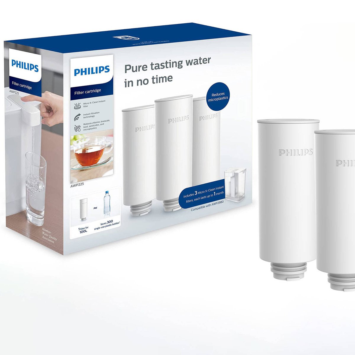 Philips Micro X-Clean Instant Pitcher Water Filter 3 Pack AWP225/79 - 100L, White