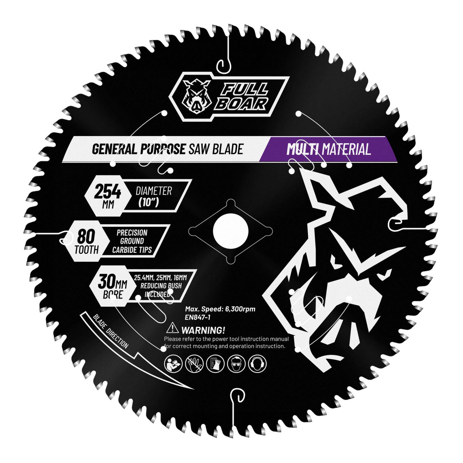 Full Boar 254mm 80T Multi-Material Circular Saw Blade 30mm Bore