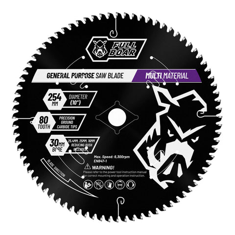 Full Boar 254mm 80T Multi-Material Circular Saw Blade 30mm Bore
