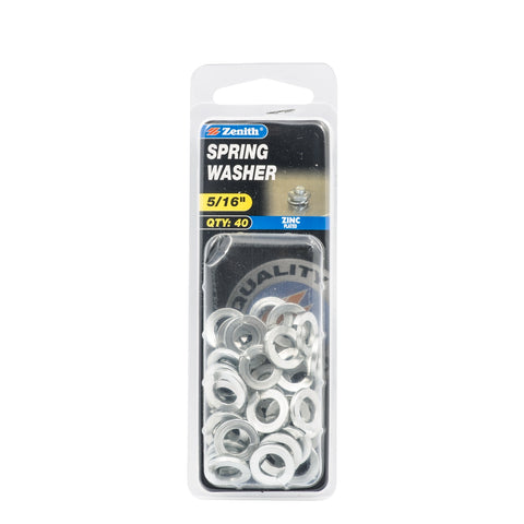 Zenith 5/16" Zinc Plated Steel Spring Washers - 40 Pack
