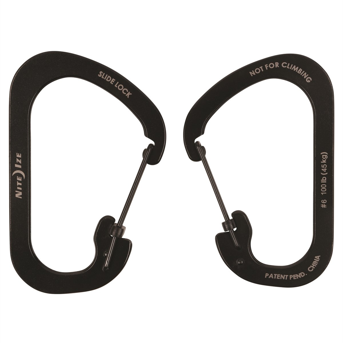 Nite Ize Size #6 Black Steel SlideLock Carabiner