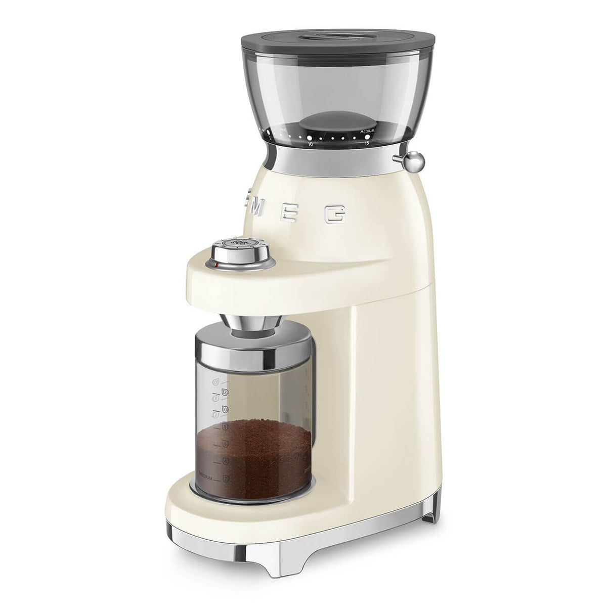 Smeg 50's retro style coffee grinder - cream - 240g bean hopper - 50 grinding steps - CGF03CRAU