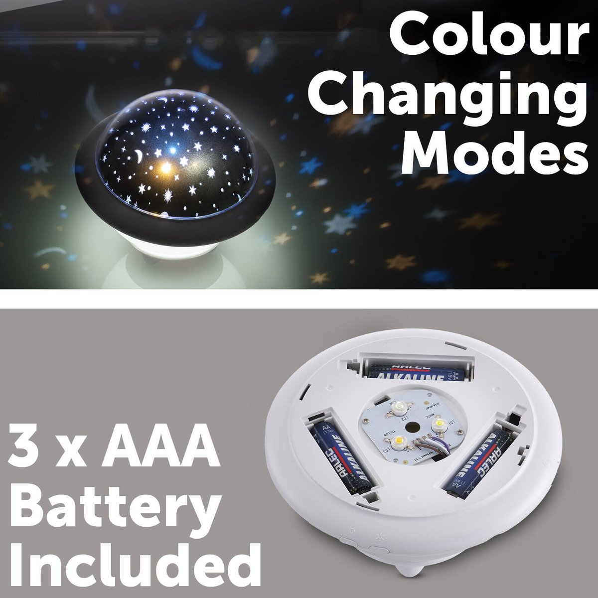 Arlec UFO LED Projector Night Light - 150mm x 130mm - White - 6 Functions - SuperSaverAU - view 3
