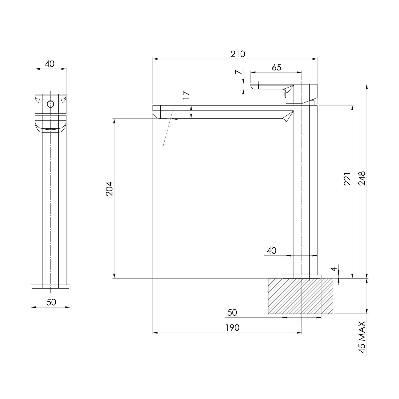 Mondella Overture Matte Black Tall Basin Mixer 5 WELS 500kPa WaterMark