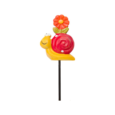 Lotus 7 x 16cm Resin Red Snail Decorative Garden Stake
