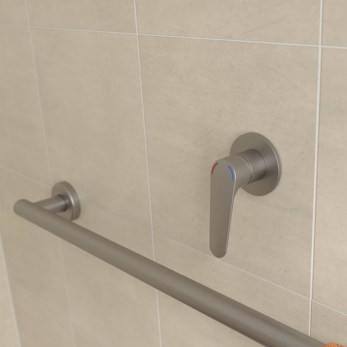 Homecare By Caroma Bath Shower Mixer - Brushed Nickel - 80mm x 120mm - Ergonomic Design - SuperSaverAU - view 3