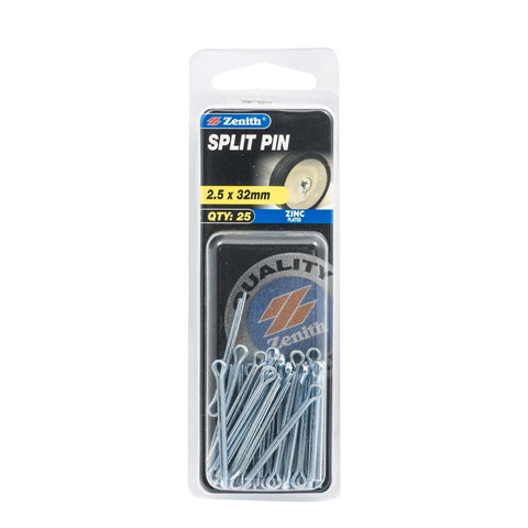 Zenith Split Pins 2.5 x 32mm Zinc Plated Steel 25 Pack - SuperSaverAU - view 1