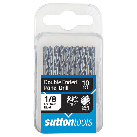 Sutton Tools 1/8" Double Ended Panel Drill Bit 10 Pack Steel for Sheet Metal