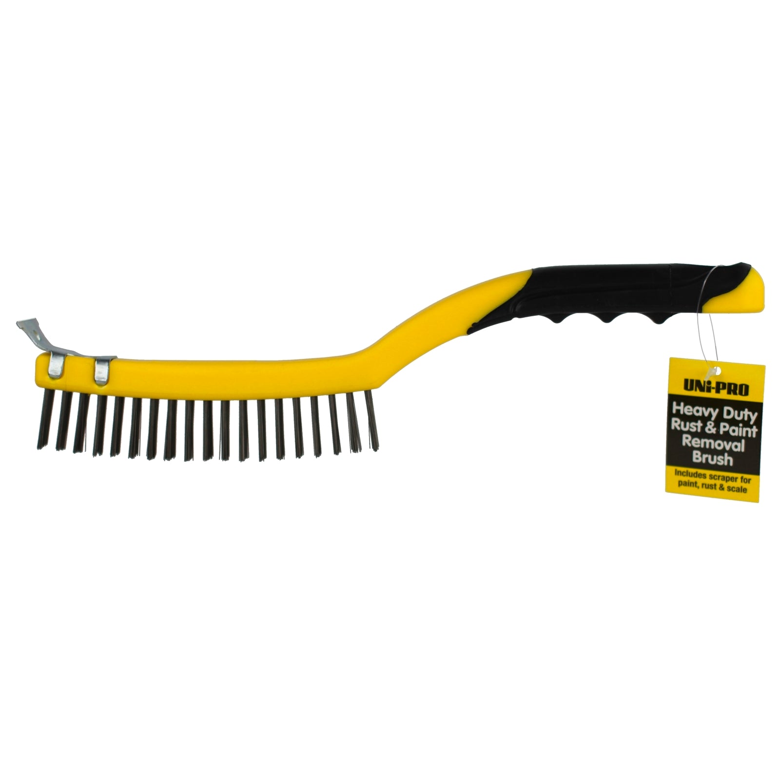 Uni-Pro Heavy Duty Rust and Paint Removal Wire Brush 4 Row with Scraper