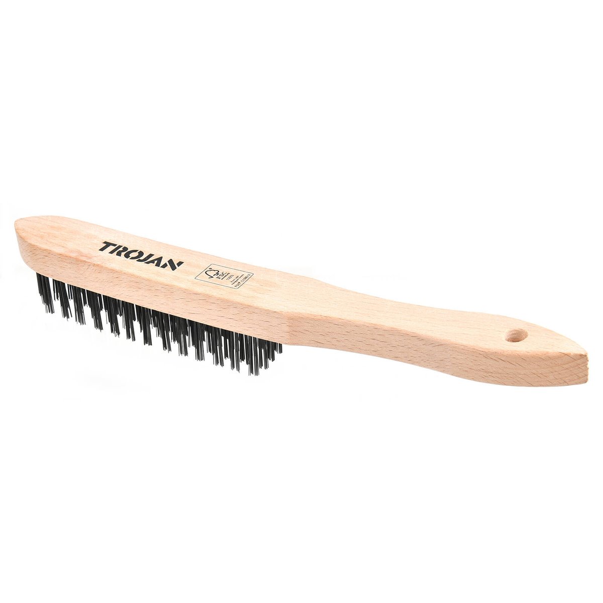 Trojan 4 x 15 Row Carbon Steel Wire Brush with Timber Handle