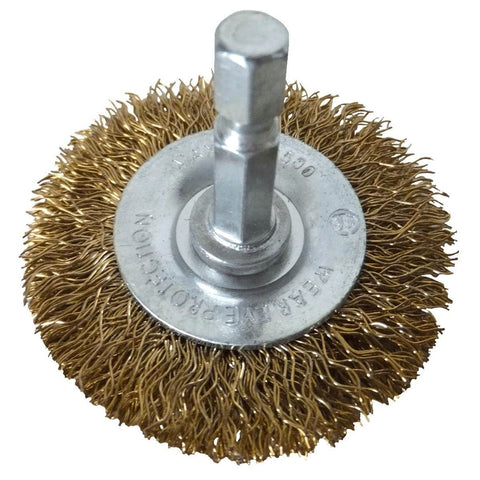 Josco 100mm Wheel Brush - Brass Coated Steel - Rust Removal Tool - SuperSaverAU - view 1