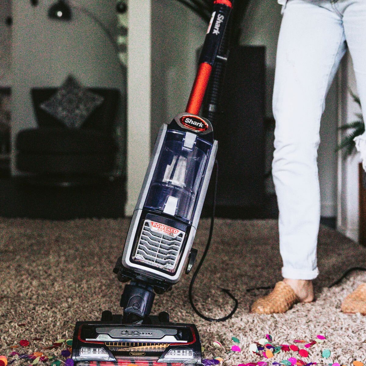 Shark Corded Upright Vacuum - Self-Cleaning Brushroll, DuoClean, Powered Lift-Away, Navy and Orange - NZ801