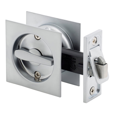 Gainsborough Square Privacy Sliding Cavity Door Set Satin Chrome Lockable