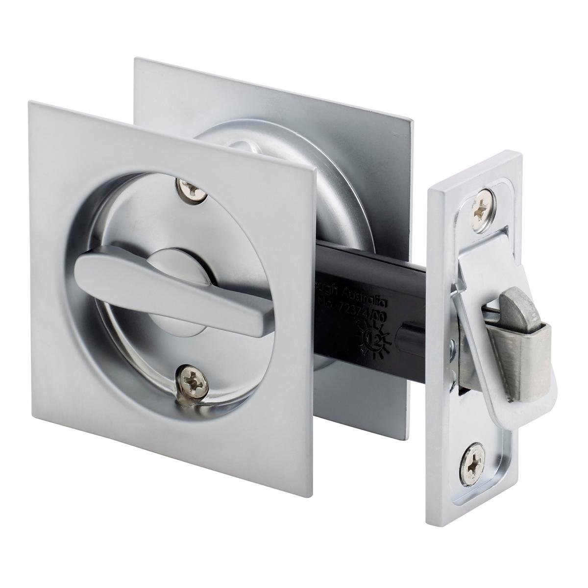 Gainsborough Square Privacy Sliding Cavity Door Set Satin Chrome Lockable