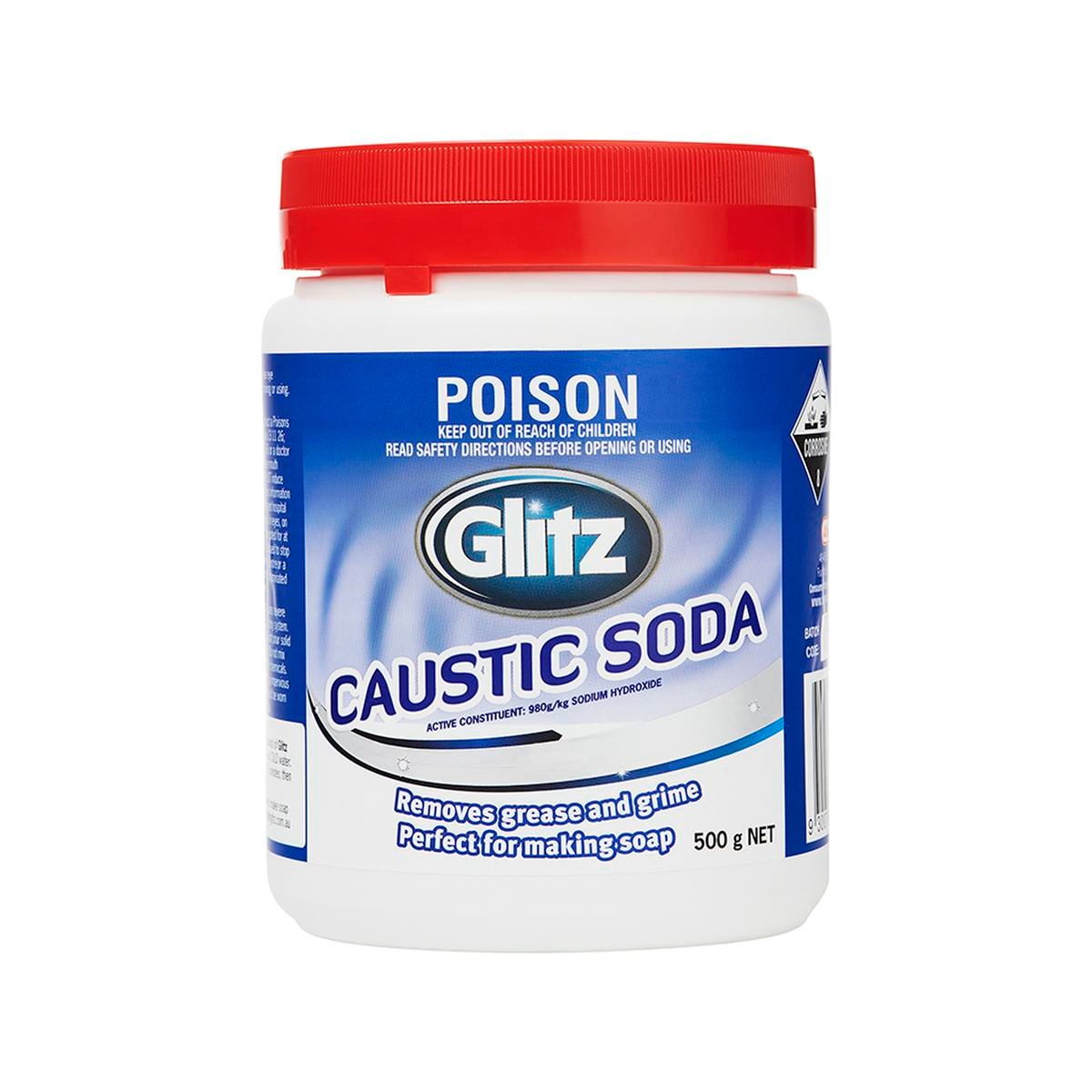 Glitz Caustic Soda 500g Sodium Hydroxide Grease Remover - SuperSaverAU - view 1