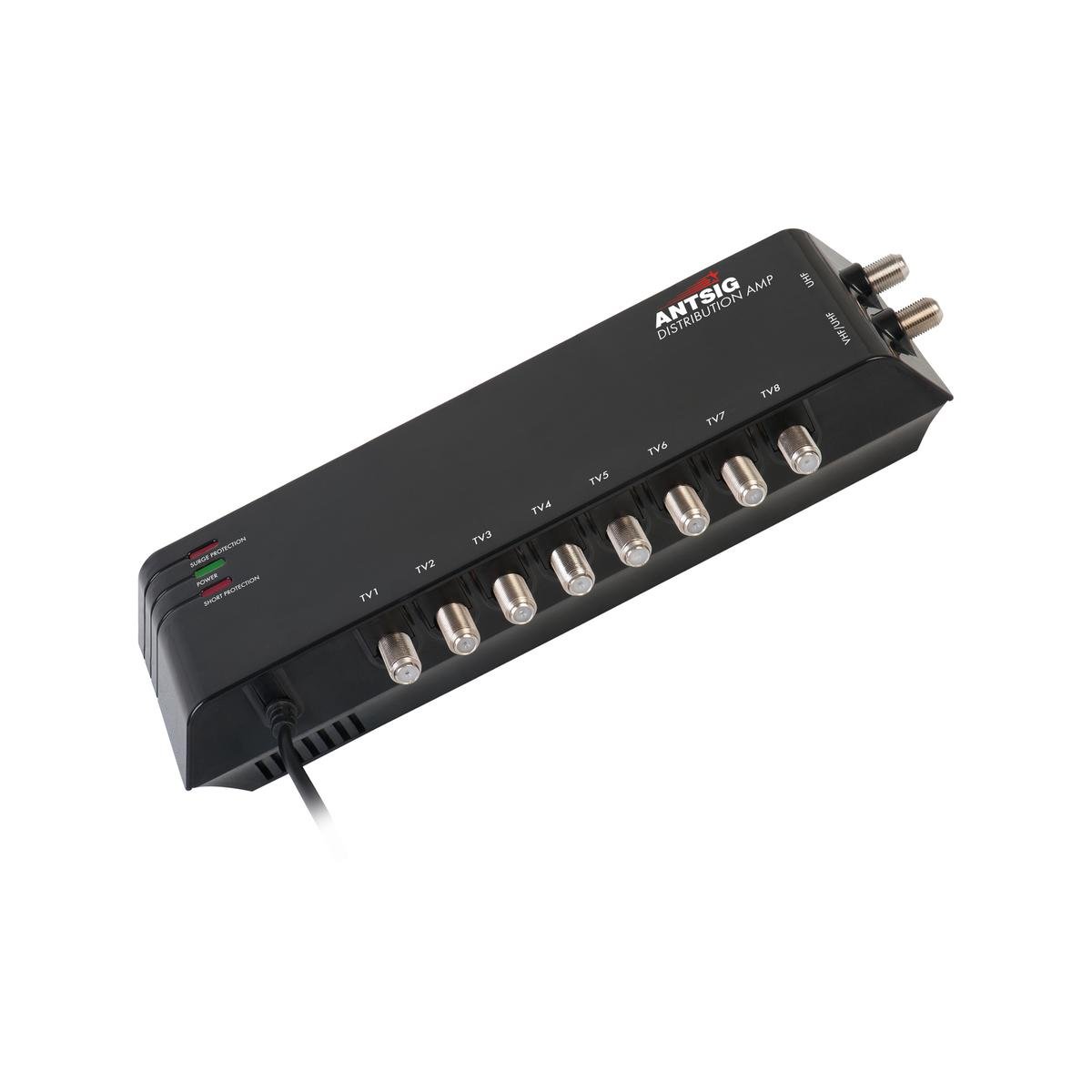 Antsig 8 Way Distribution Amplifier - 2 Input 8 Output, Black Gloss ABS AP868
