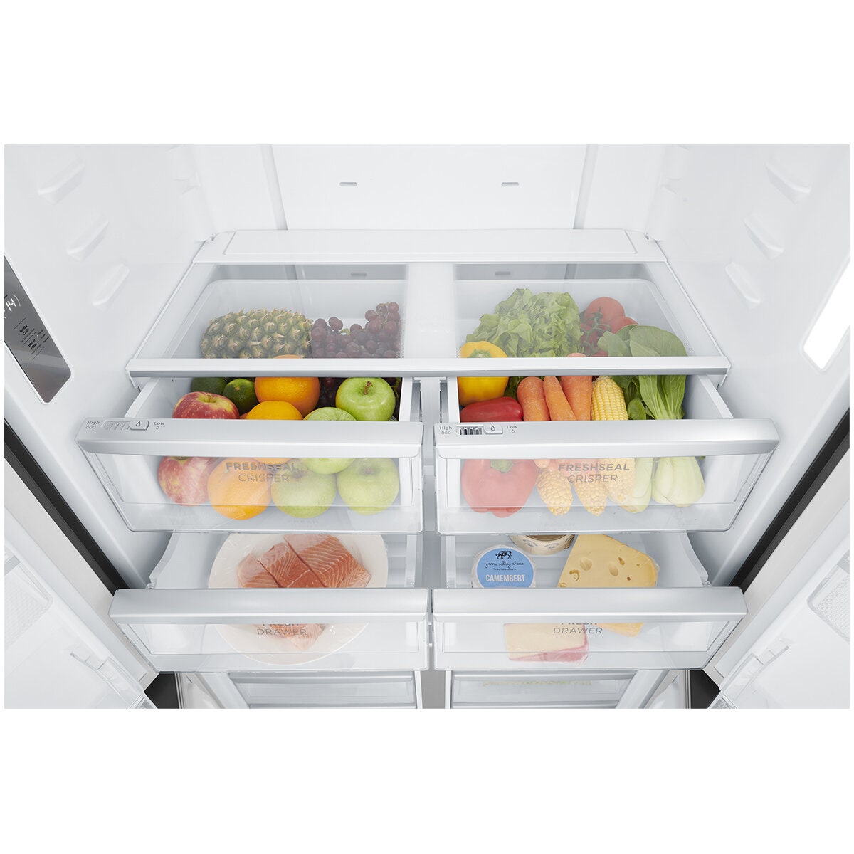 Westinghouse 564L Plumbed Quad French Door Fridge - Matte Black, Water Dispenser, Auto Icemaker - WQE5650BA