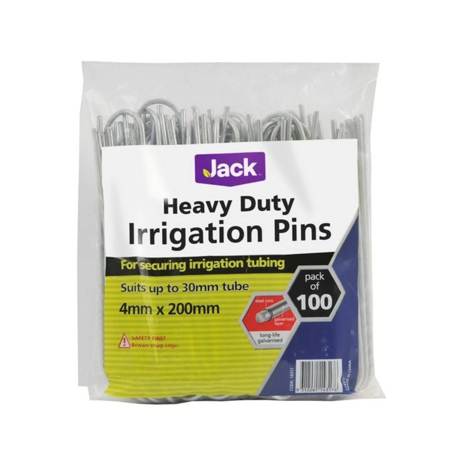 Jack Heavy Duty Galvanised Steel Irrigation Pins 4mm x 20cm - 100 Pack