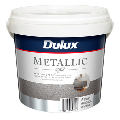Dulux Design Metallic Effect Paint 2L Silver, Tintable Water-Based Interior