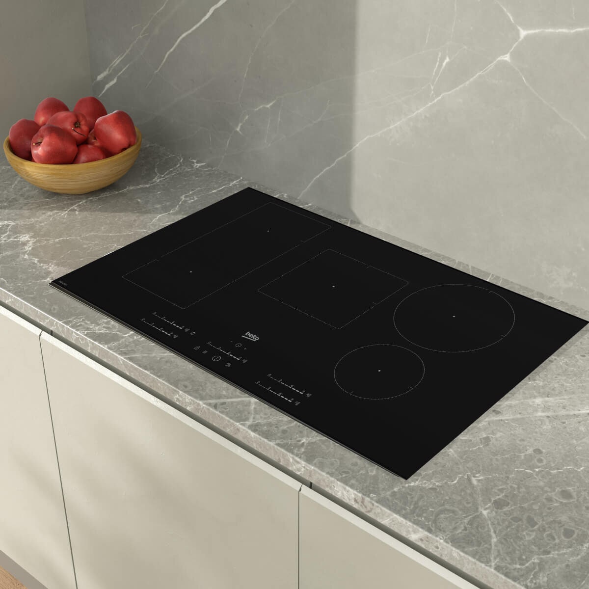 Beko 90cm Induction Cooktop - Black Ceramic Glass, 5 Zones, IndyFlex Zone, Touch Controls - BCT901IGN